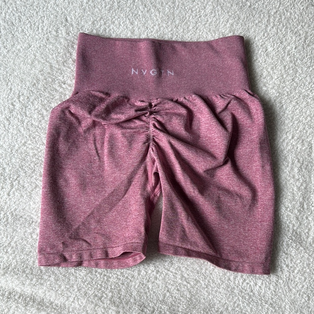 NVGTN Pink Bike Shorts with High Waist and Ruched Detail